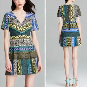 ANTHROPOLOGIE PLENTY BY TRACY REESE  pleated mini dress v neck lined NEW SZ 12